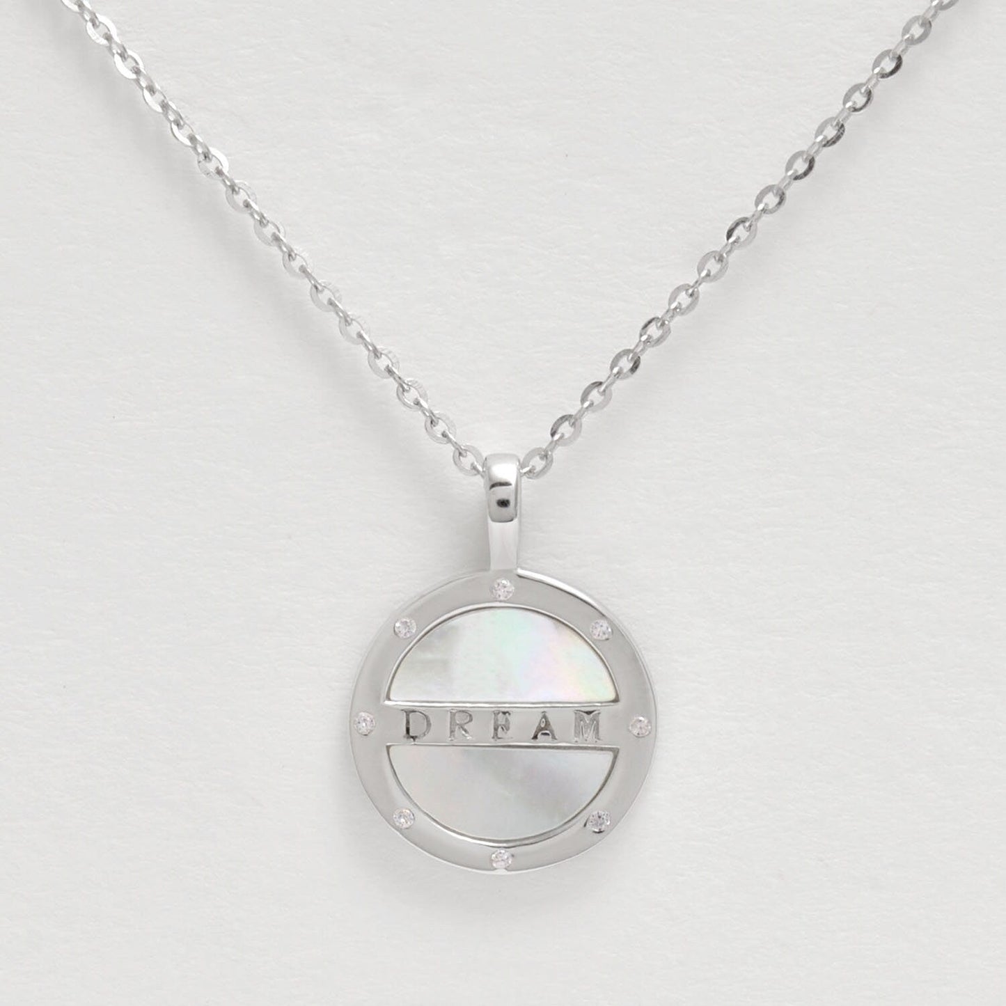 Mother Of Pearl Necklace Silver 18" - Kanika Creations