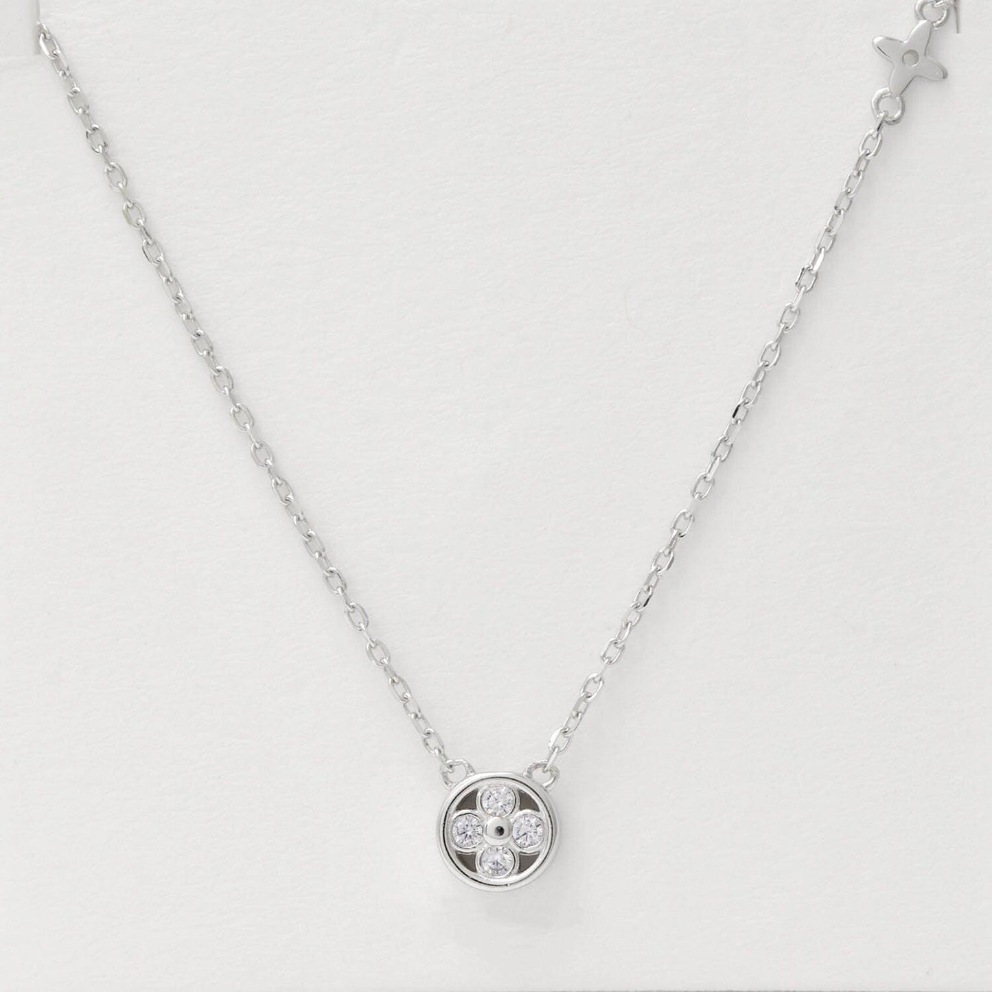 Cubic Zirconia Silver Floral Dainty Charm Necklace - Kanika Creations