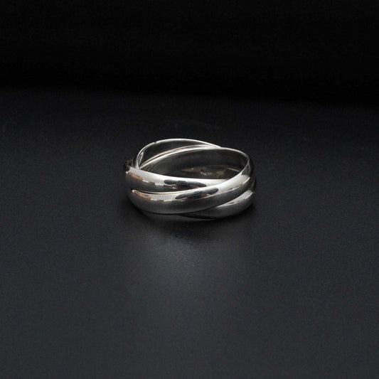 925 Sterling Silver Triple Interlocked Band Ring Size 10 - Kanika Creations