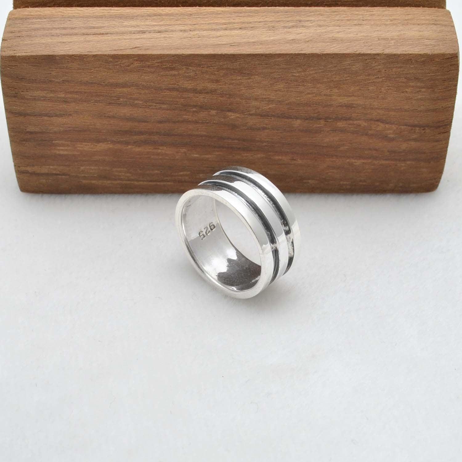 Oxidized Sterling Silver Ring Band Size 6 - Kanika Creations