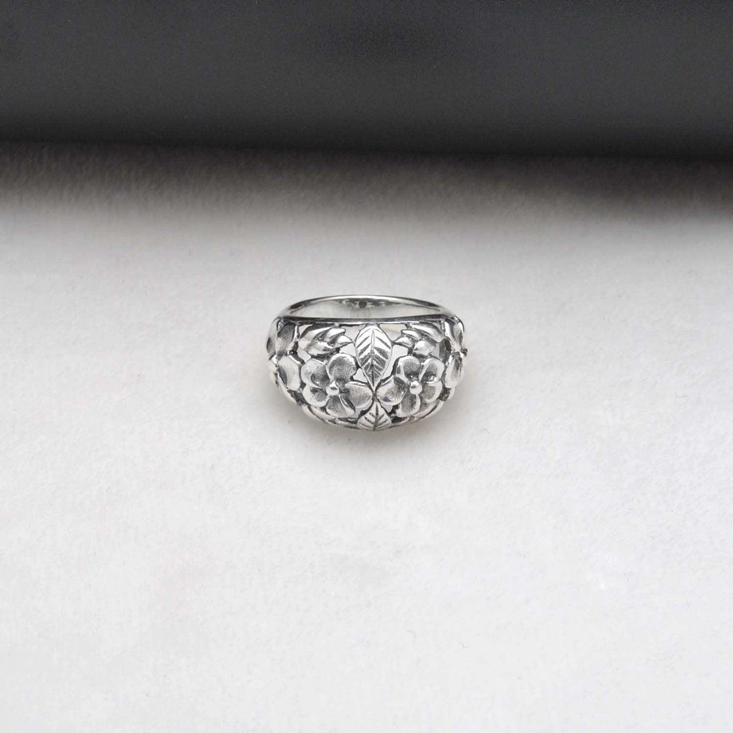 925 Sterling Silver Floral Demo Ring 6 US - Kanika Creations