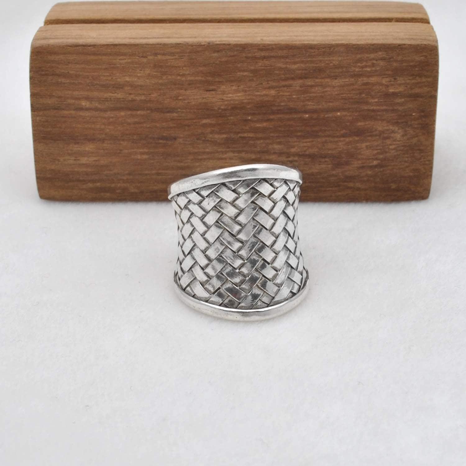 Wide Band Thumb Silver Ring Size 9 - Kanika Creations