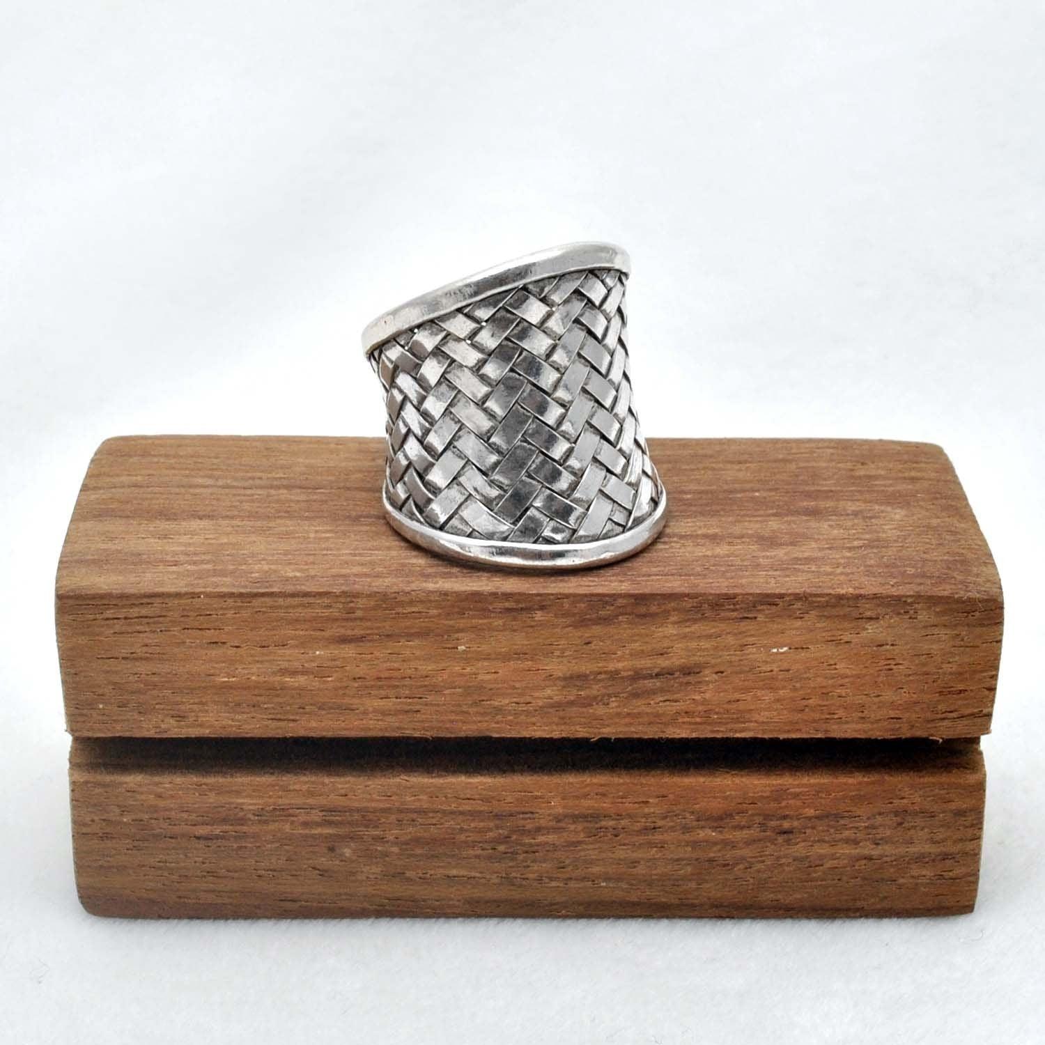 Wide Band Thumb Silver Ring Size 9 - Kanika Creations