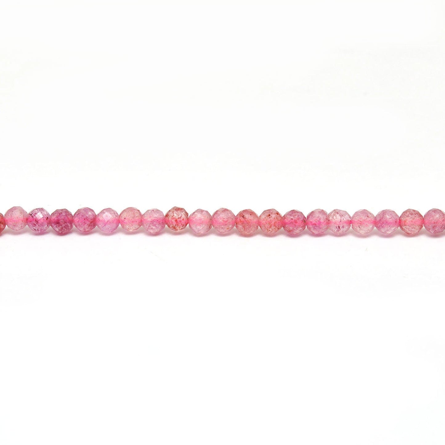 Natural Strawberry Quartz Round Faceted Gemstone Beads 15" Strand - Kanika Creations