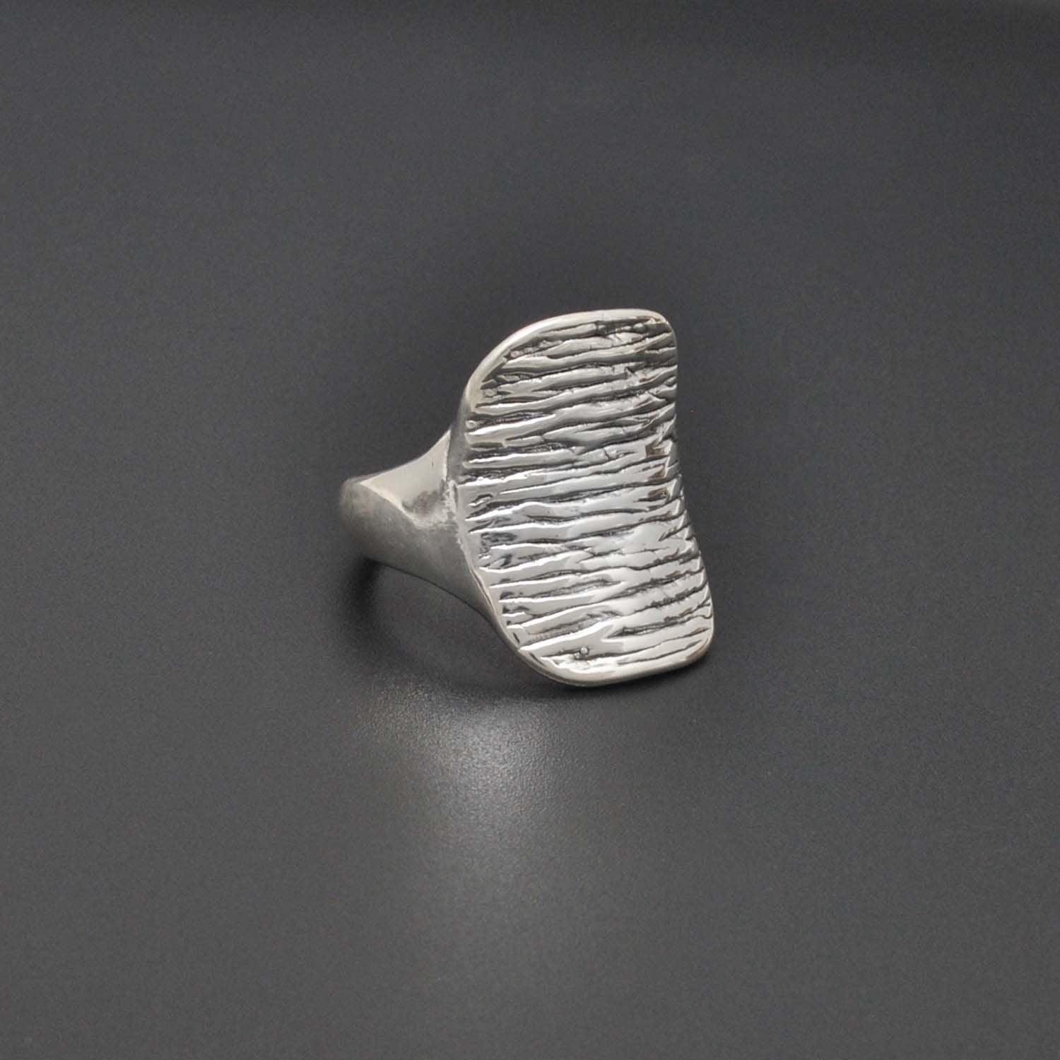 Sterling silver chunky textured ring - Kanika Creations