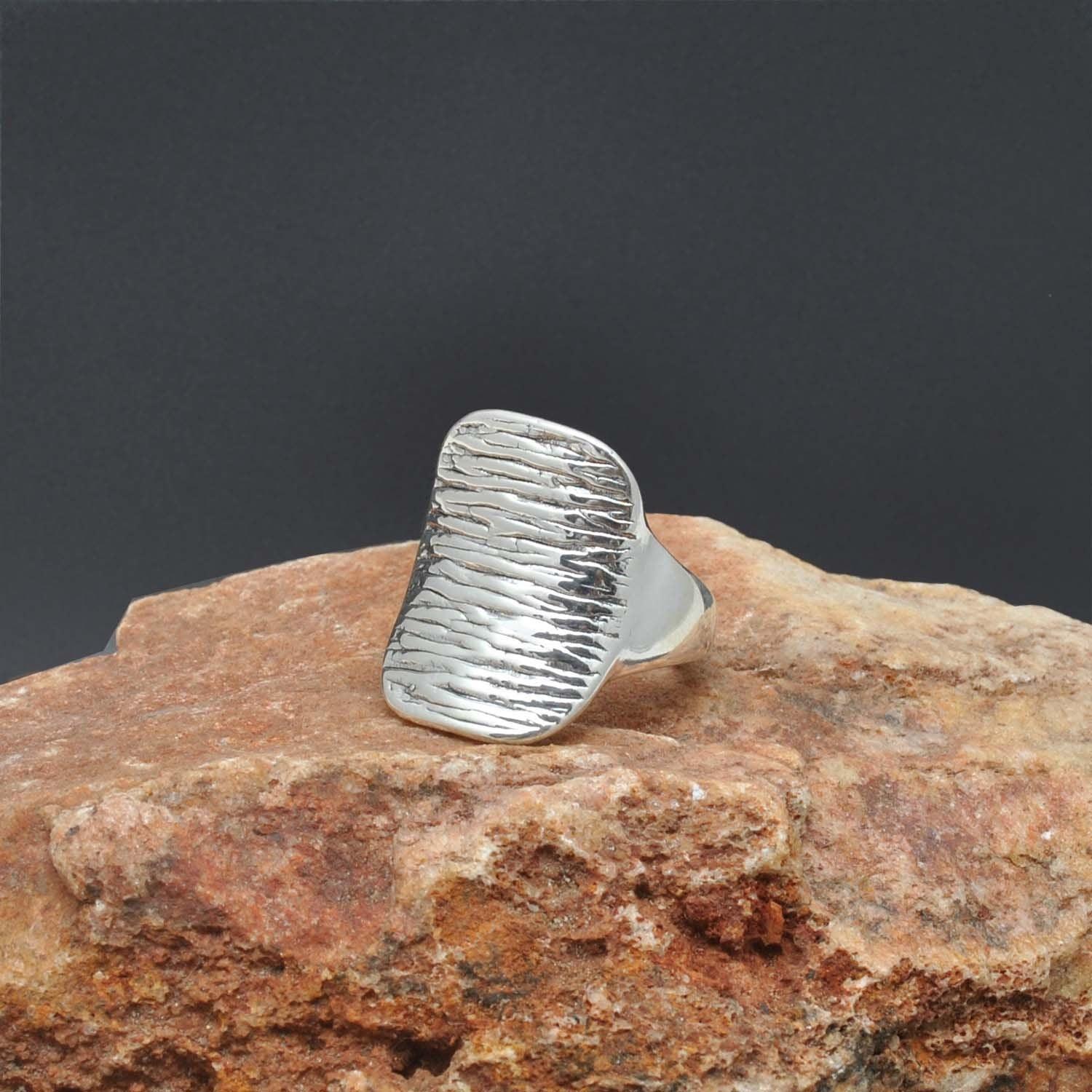 Sterling silver chunky textured ring - Kanika Creations