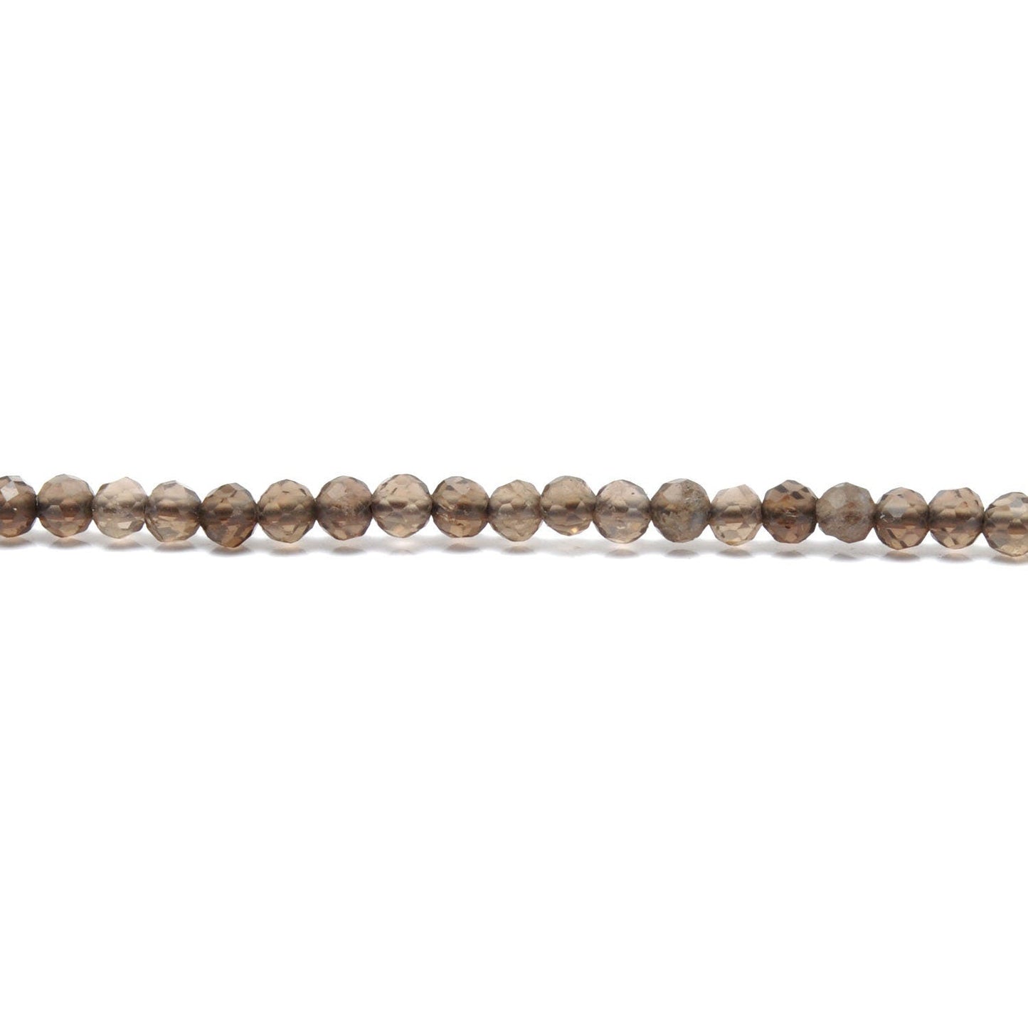 Natural Smokey Quartz Faceted Round Gemstone Beads 12.5" Strand - Kanika Creations