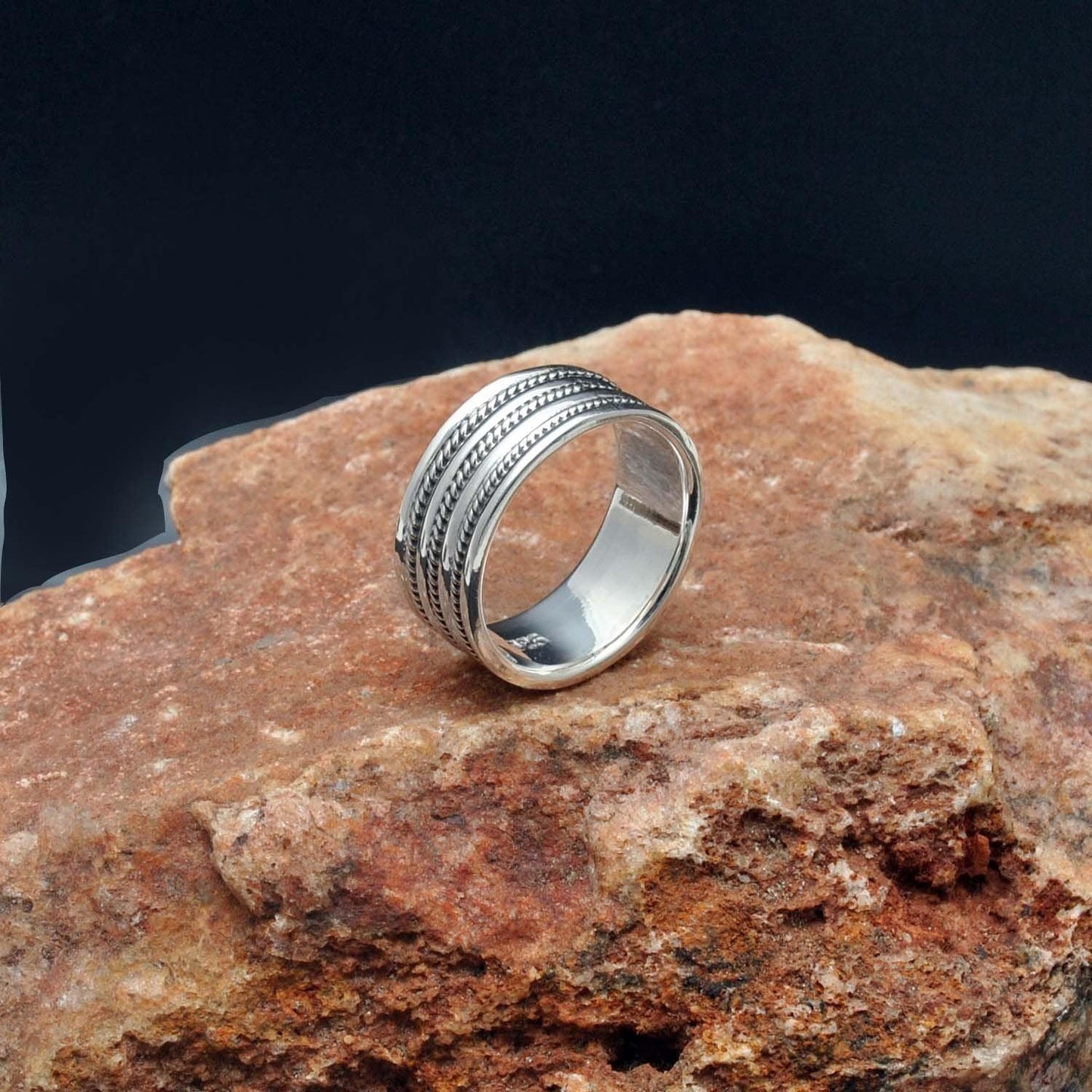 Solid 925 Silver Classic Wedding Bands Size 9 - Kanika Creations