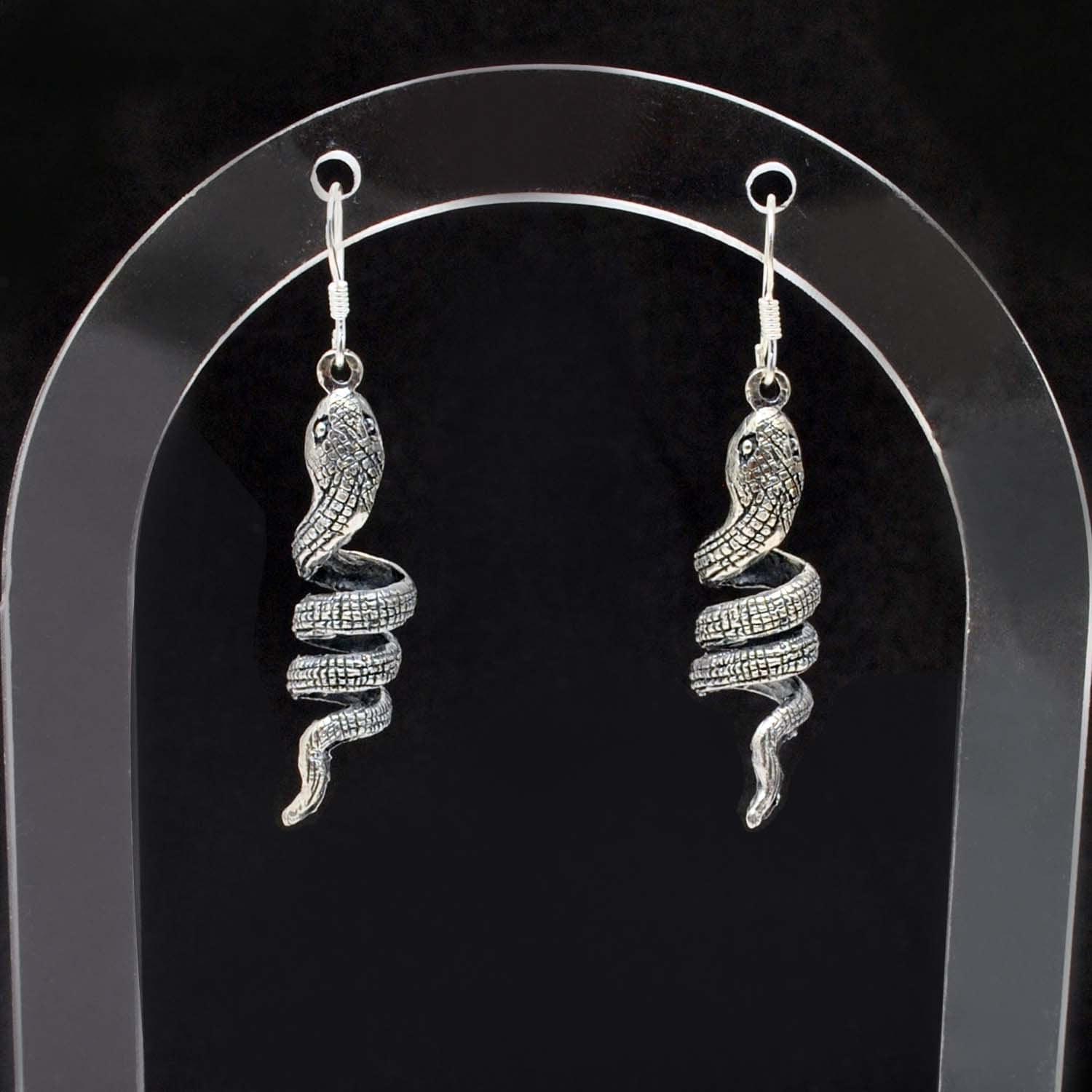 Snake Silver Dangle Earring Oxidized Jewelry - Kanika Creations