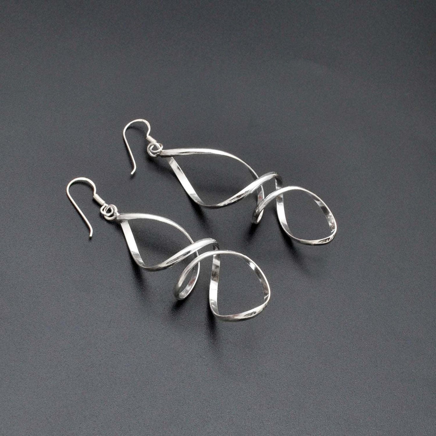 Silver Spiral Drop Dangle Earring - Kanika Creations