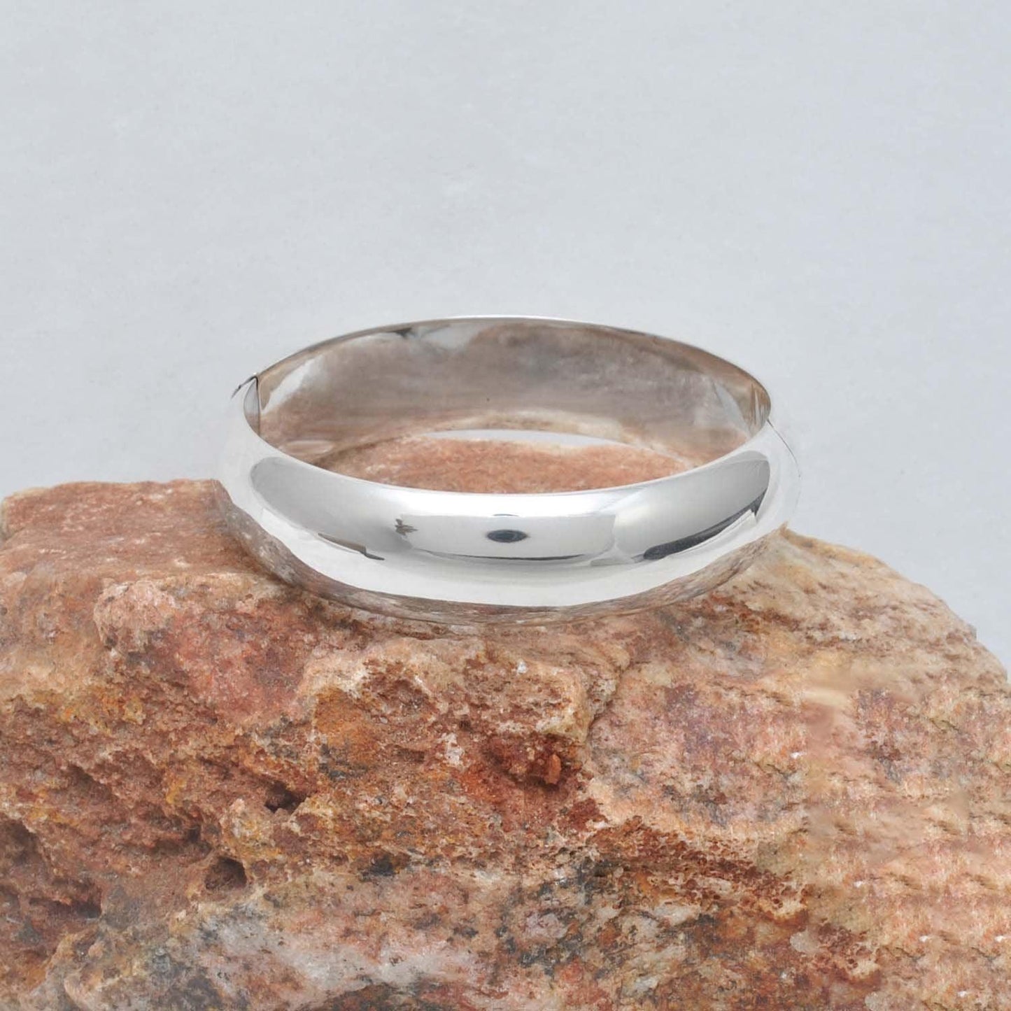 925 Sterling Silver Minimalist Plain Bangle - 15mm & 12mm - Kanika Creations