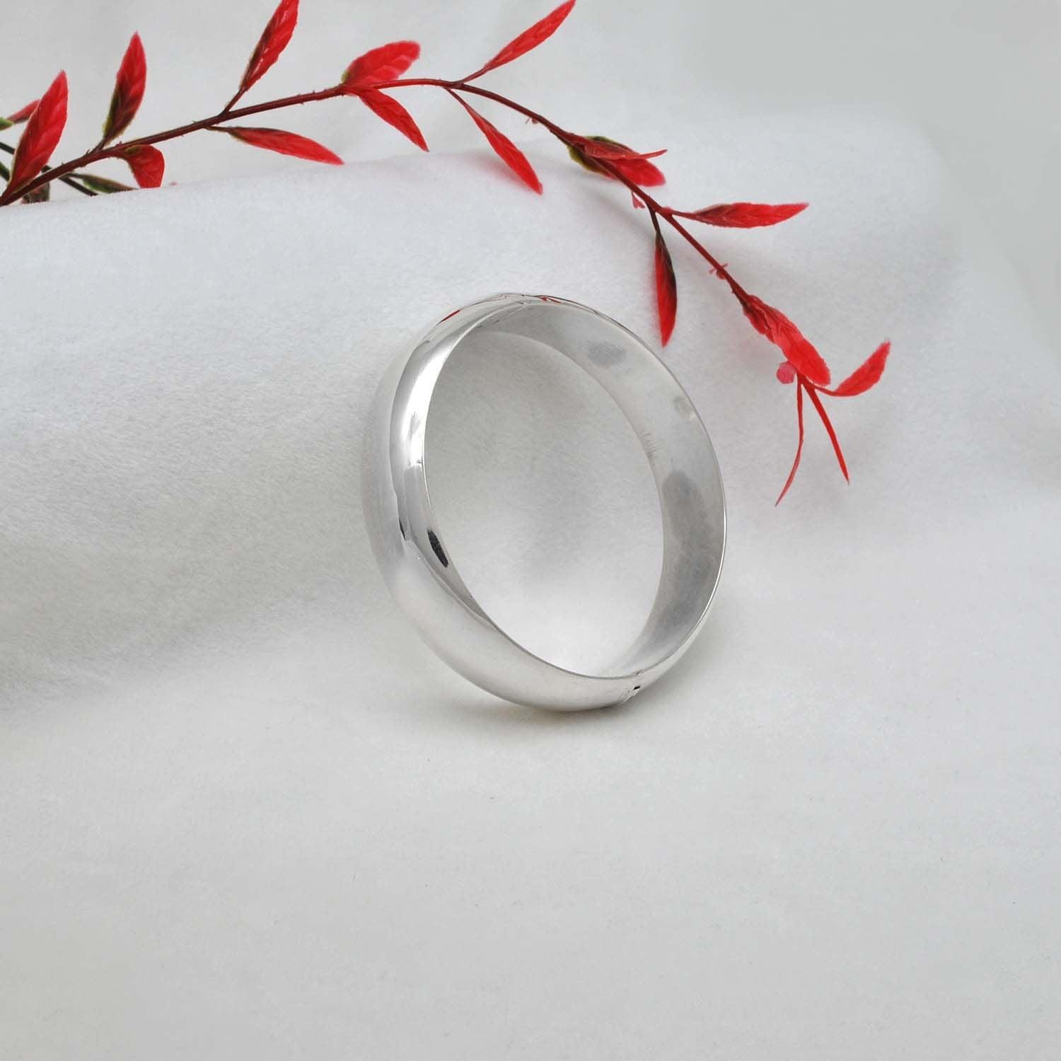 925 Sterling Silver Minimalist Plain Bangle - 15mm & 12mm - Kanika Creations
