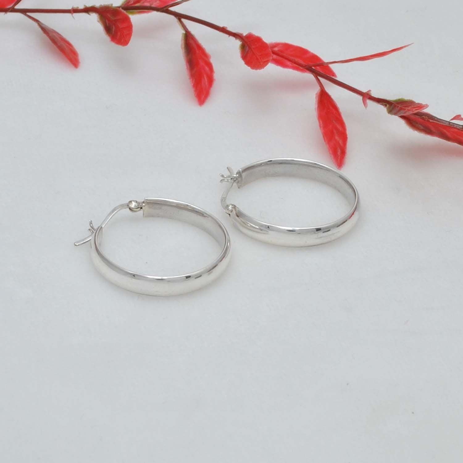 Sterling Silver Plain Huggie Hoop Earrings - Kanika Creations