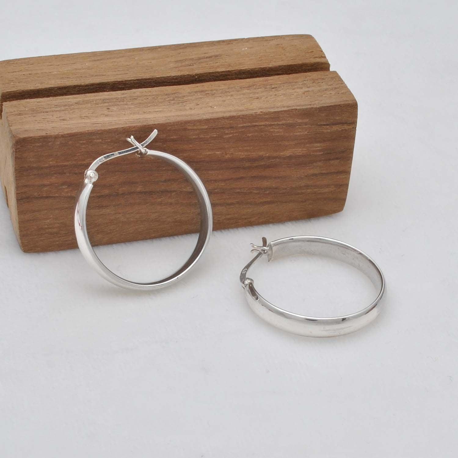 Sterling Silver Plain Huggie Hoop Earrings - Kanika Creations