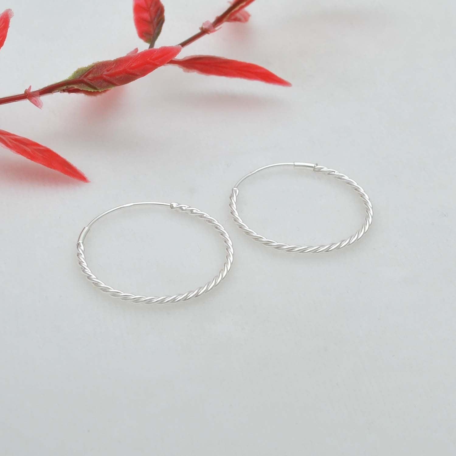 Sterling Silver Twisted Hoop Earrings - Kanika Creations