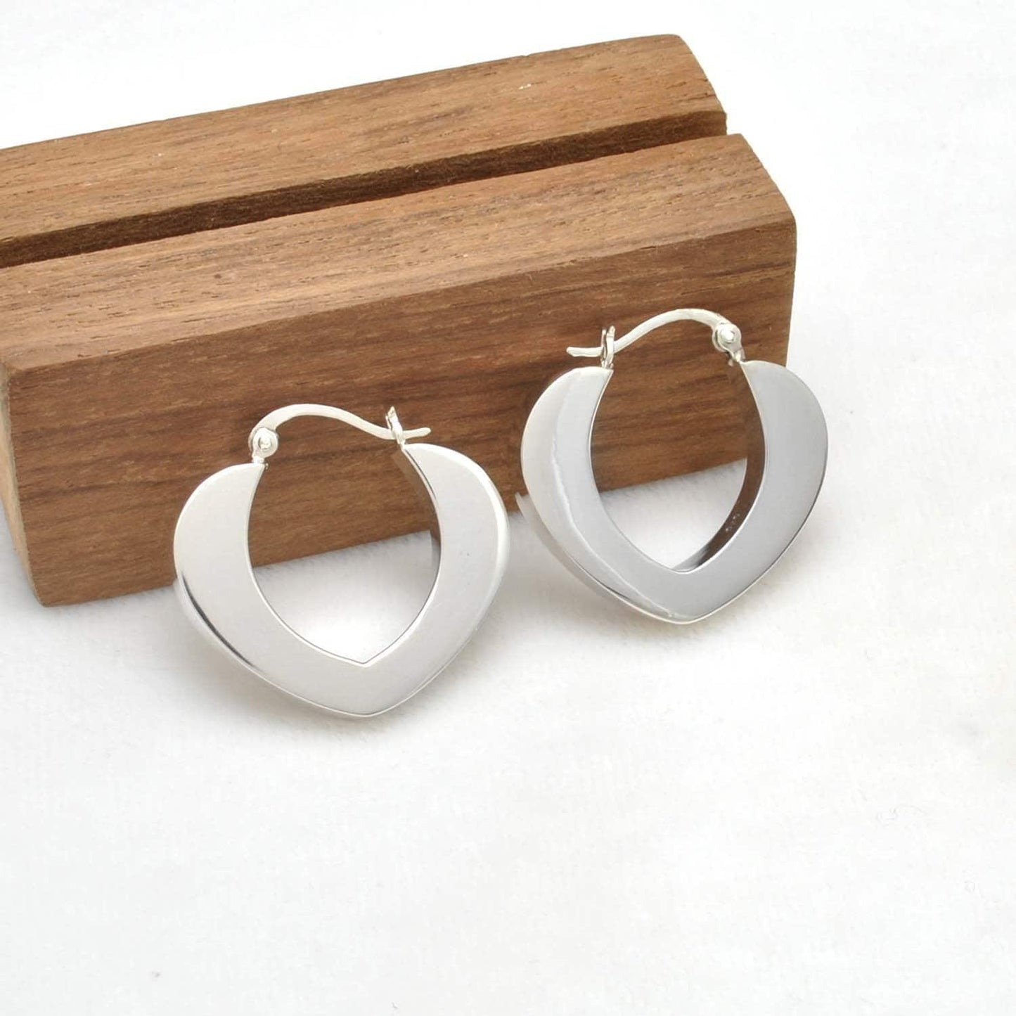 Love Heart Huggie Hoop Silver Earring - Kanika Creations