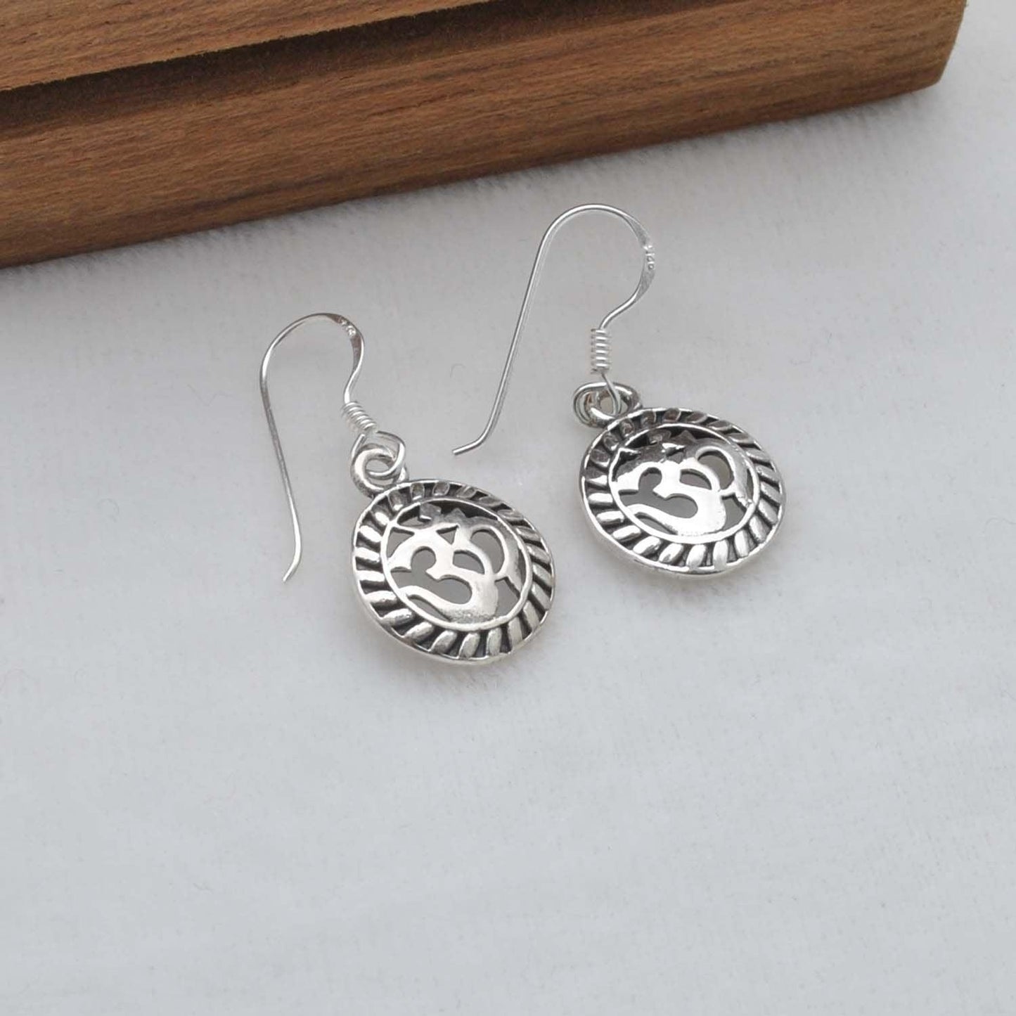 925 Silver Om Religious Earrings - Kanika Creations