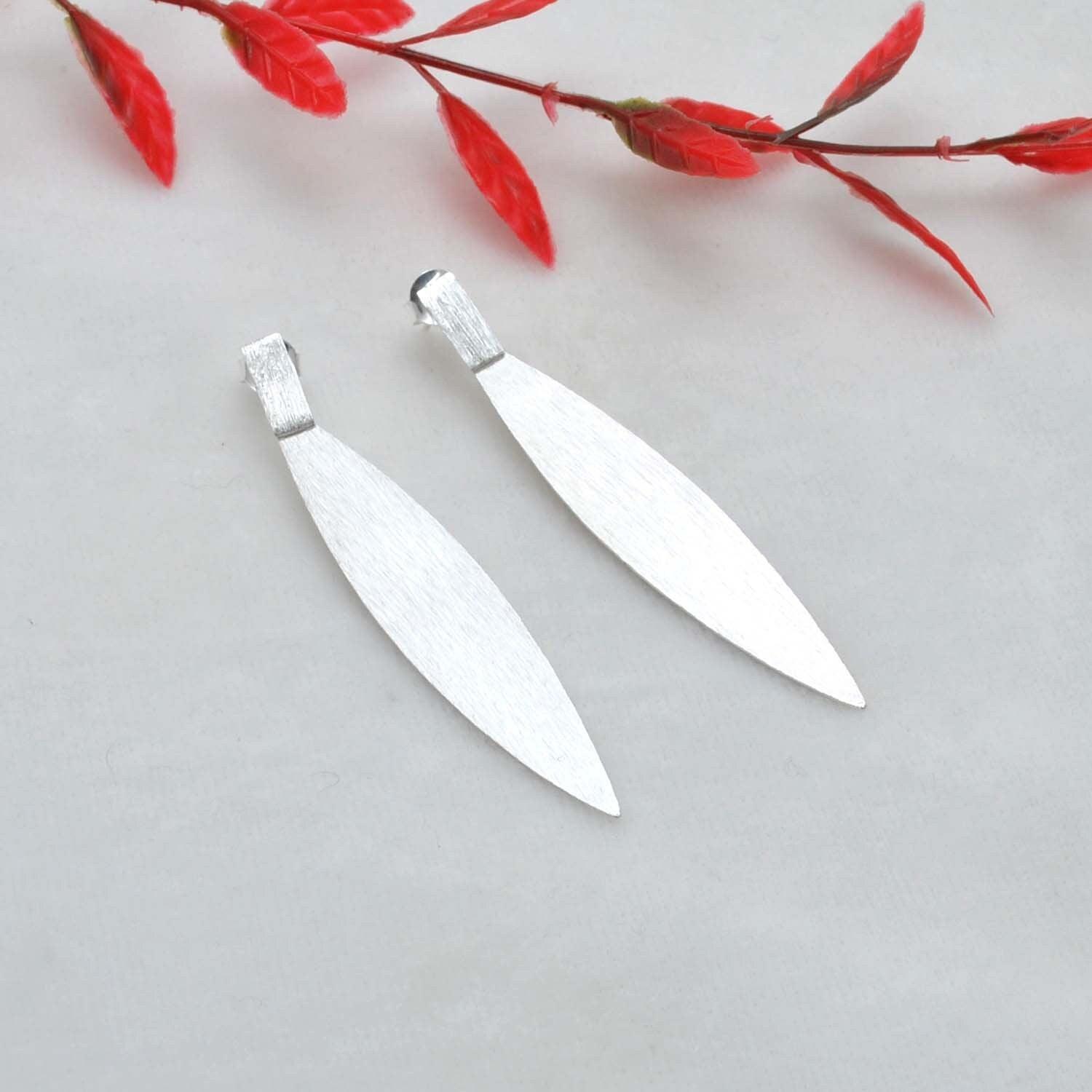 Silver Long Stud Earring Women Jewelry - Kanika Creations