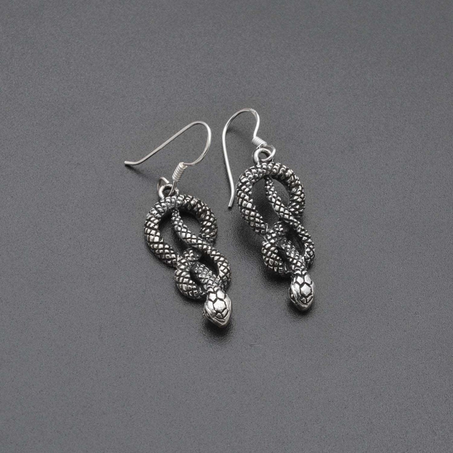 Silver Snake Reptile Earrings - Kanika Creations