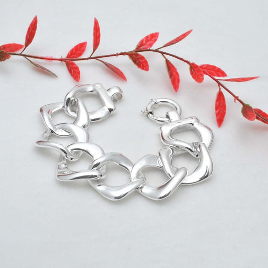 Sterling Silver Heavy chunky bold bracelet 8" - Kanika Creations