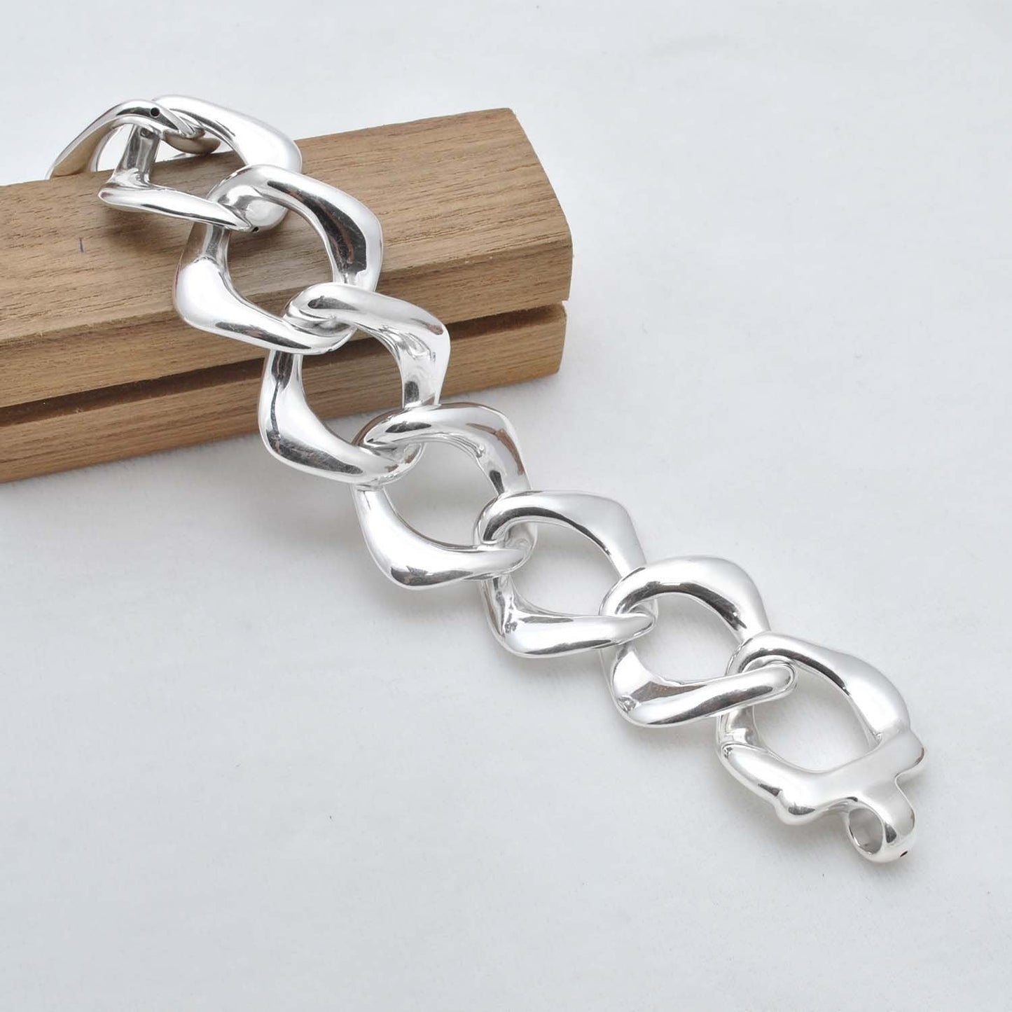 Sterling Silver Heavy chunky bold bracelet 8" - Kanika Creations