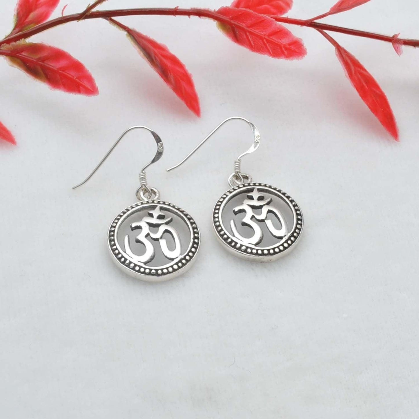 925 Silver Om Religious Earrings - Kanika Creations