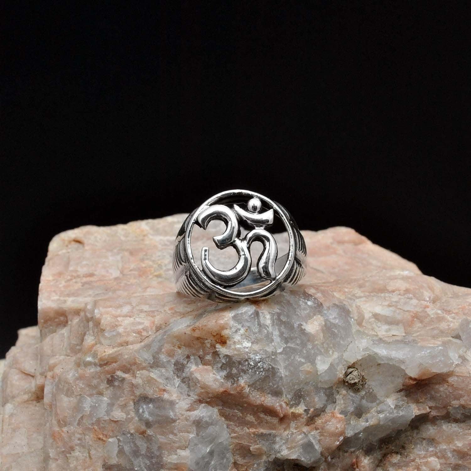 Silver Om Ring Size 10 Spiritual Jewelry - Kanika Creations