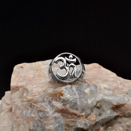 Silver Om Ring Size 10 Spiritual Jewelry - Kanika Creations