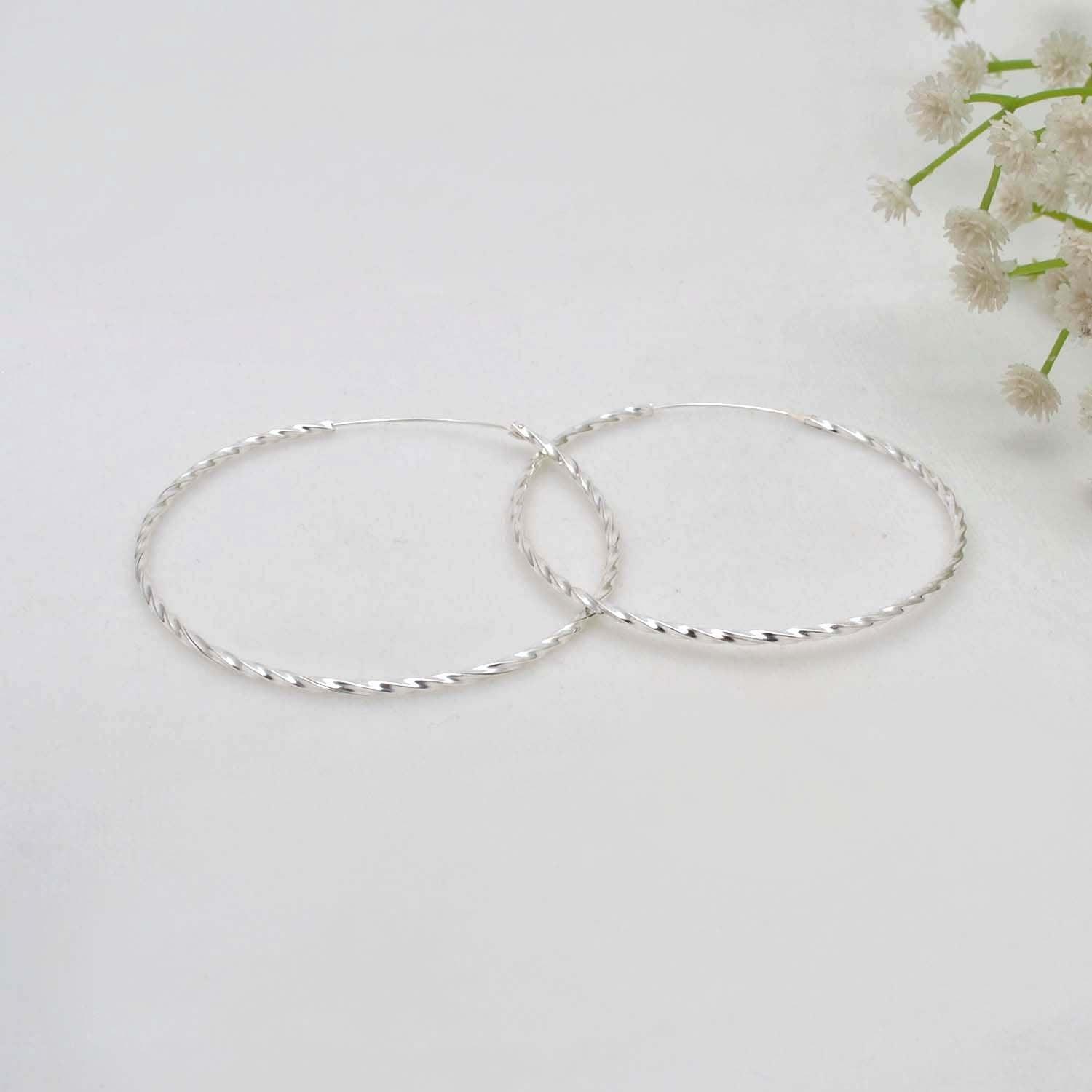 Sterling Silver Twisted Hoop Earrings Size Available - Kanika Creations