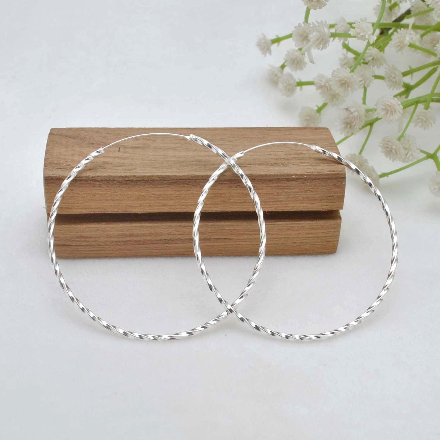Sterling Silver Twisted Hoop Earrings Size Available - Kanika Creations