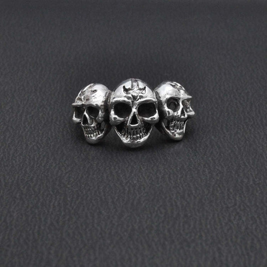 925 Sterling Silver Cluster Skull Ring 9 US - Kanika Creations