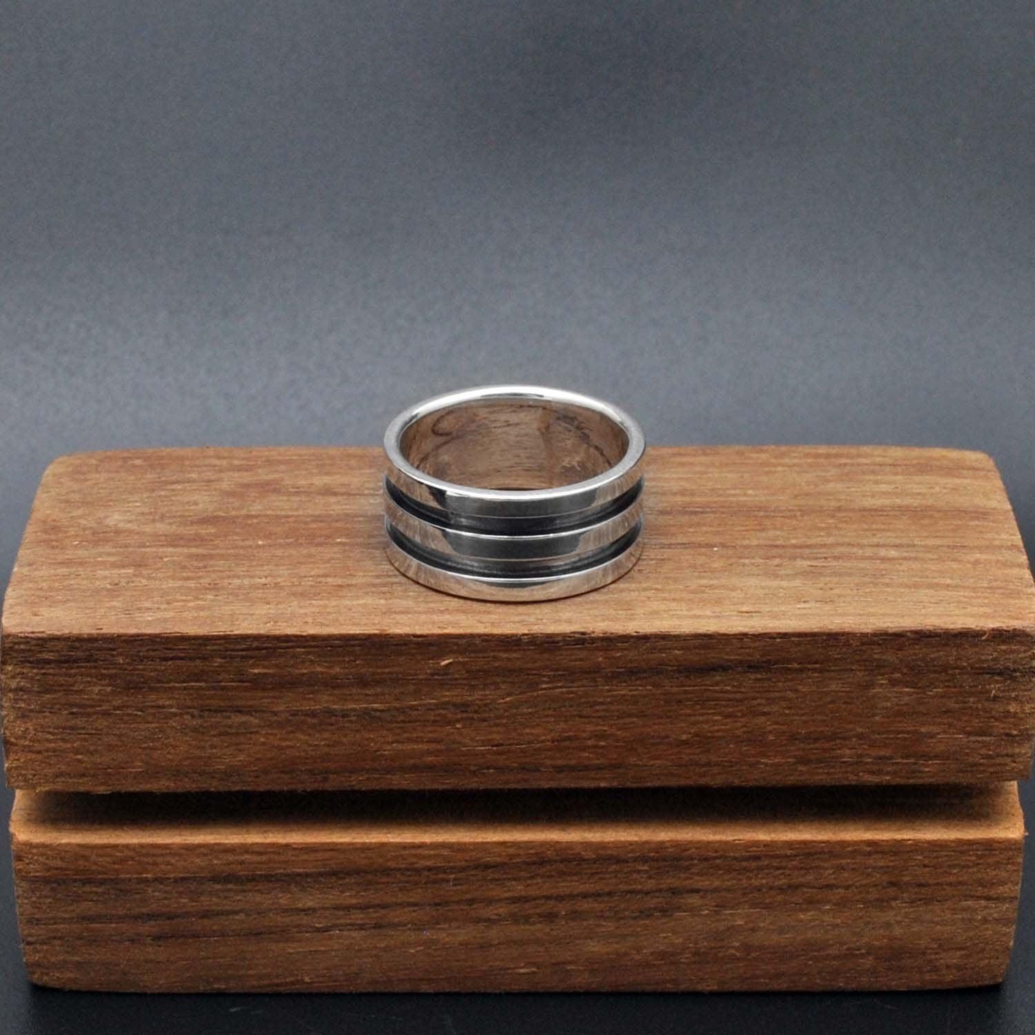 Oxidized Sterling Silver Ring Band Size 6 - Kanika Creations