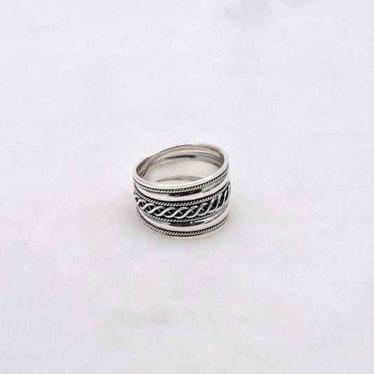 Thumb Silver Ring Size 10 Oxidized Anti-Stress Band - Kanika Creations