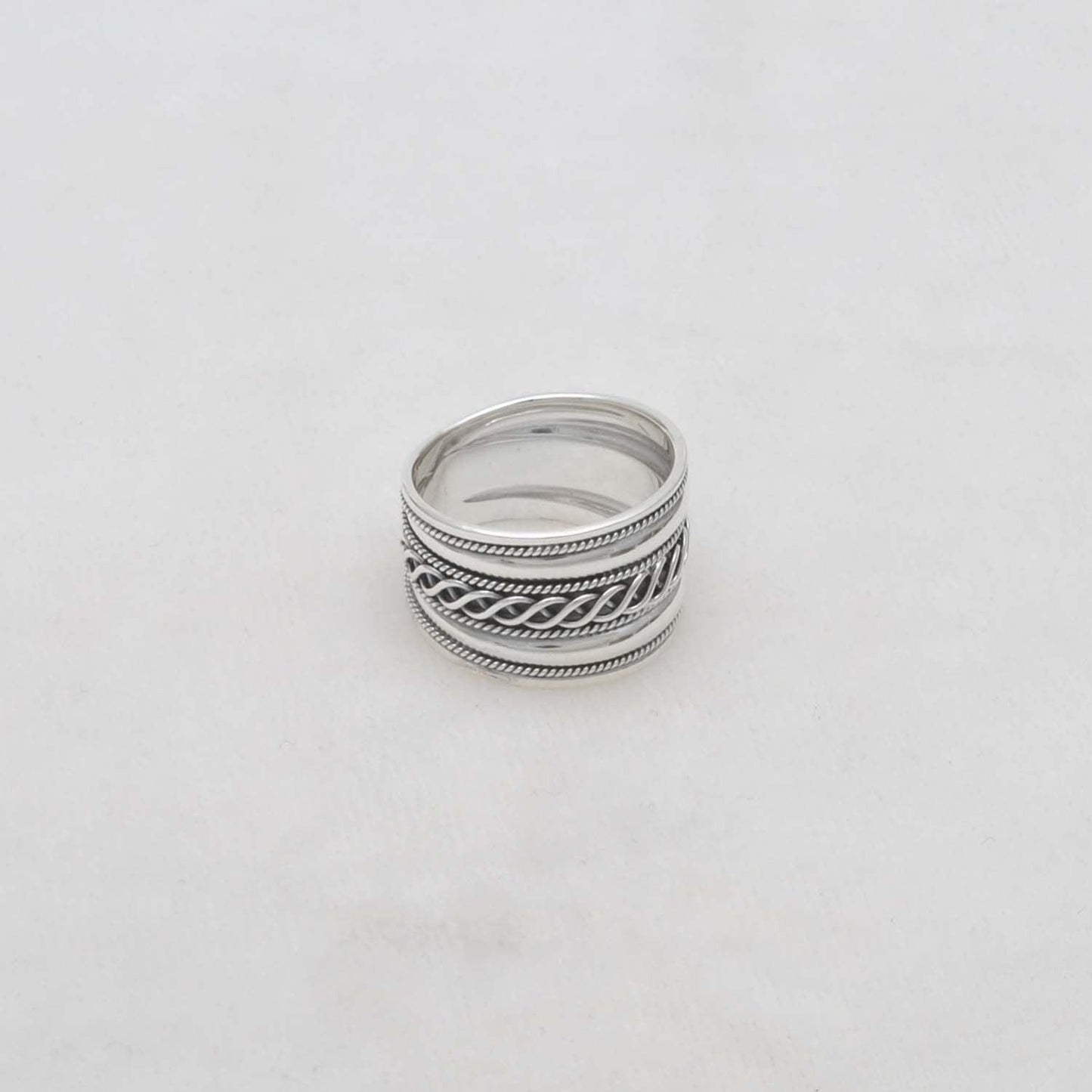 Thumb Silver Ring Size 10 Oxidized Anti-Stress Band - Kanika Creations