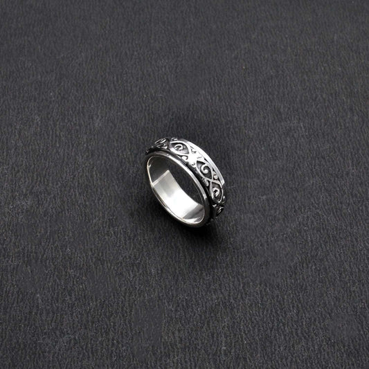 925 Sterling Silver Spinner Meditation Thumb Band Ring Size 9 - Kanika Creations
