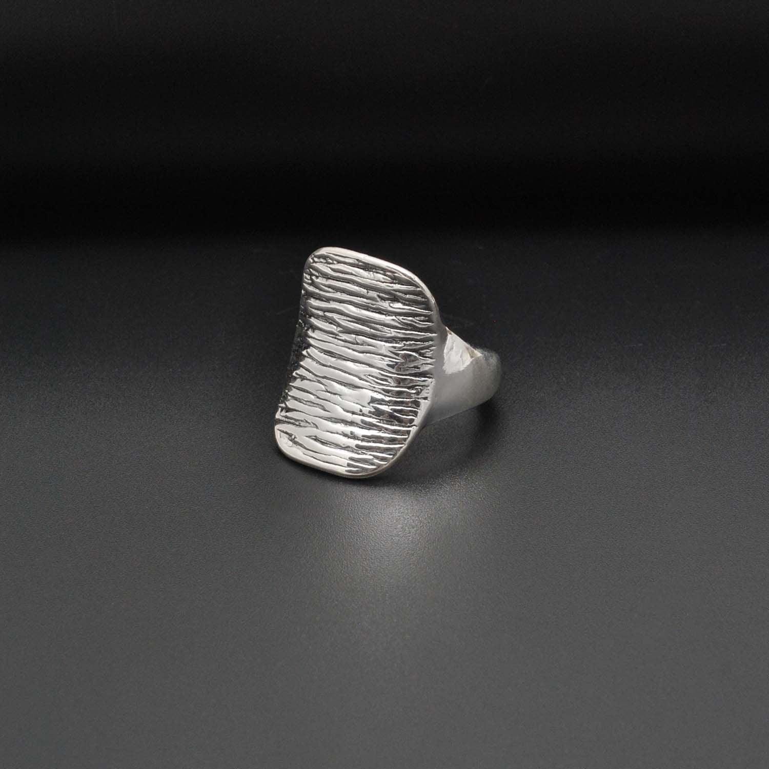 Sterling silver chunky textured ring - Kanika Creations