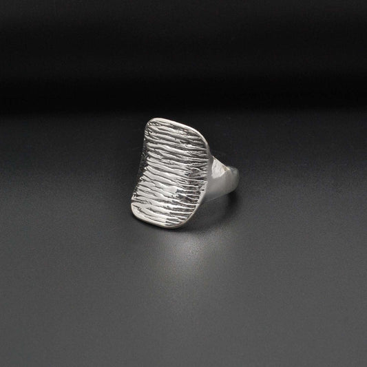 Sterling silver chunky textured ring - Kanika Creations