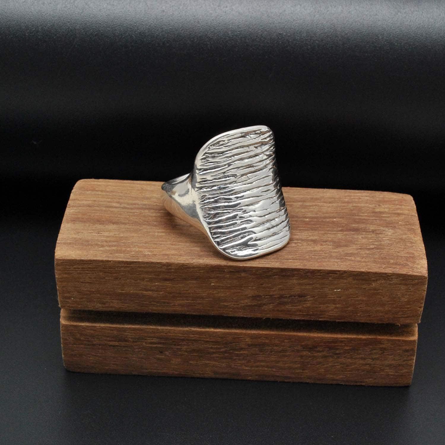Sterling silver chunky textured ring - Kanika Creations