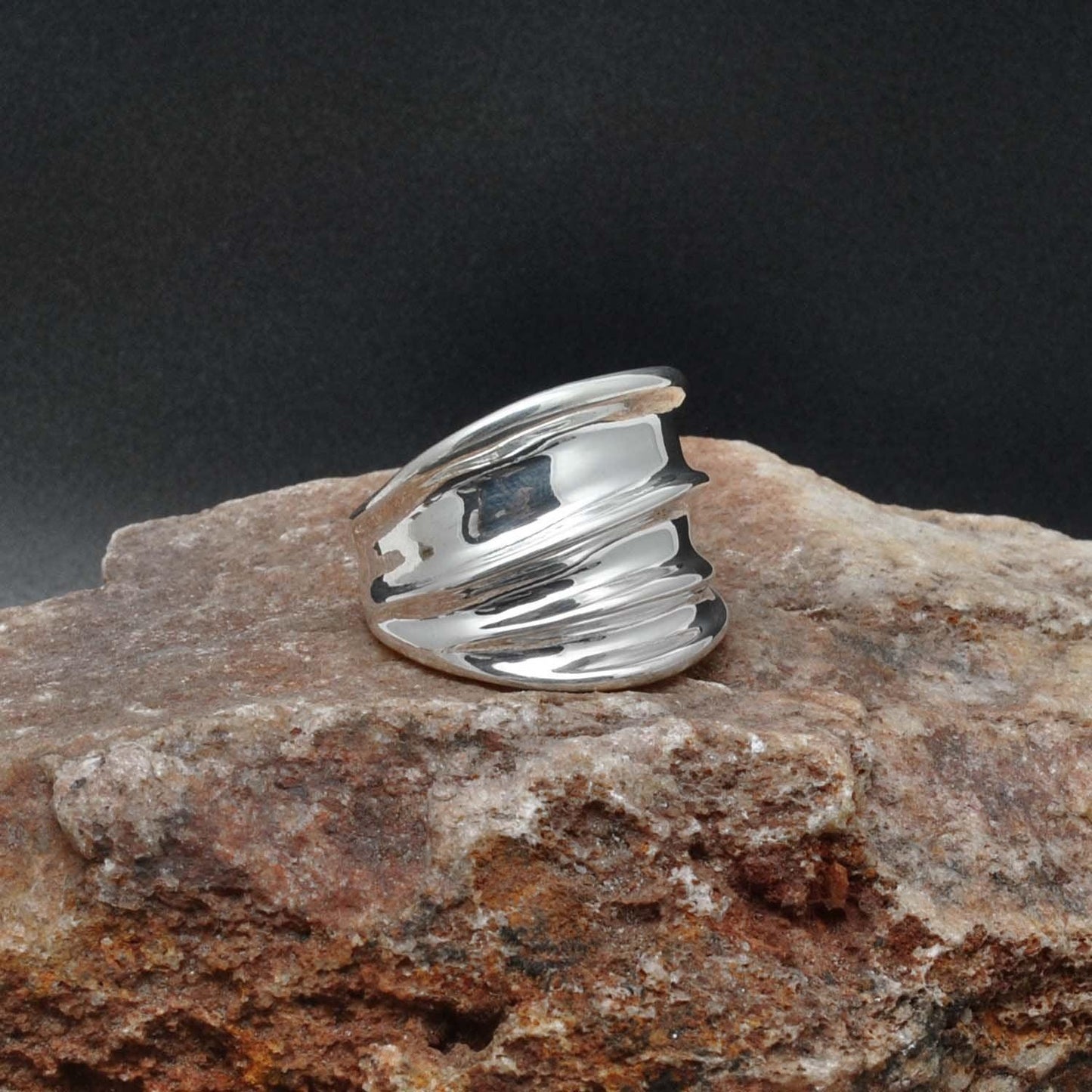 Wide Silver Chunky Wide Band Ring Size 11 - Kanika Creations
