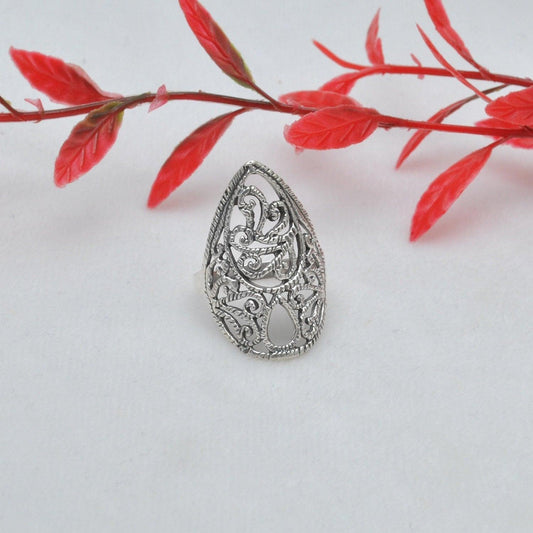 Sterling Silver Filigree Women Dainty Ring Size 8 - Kanika Creations