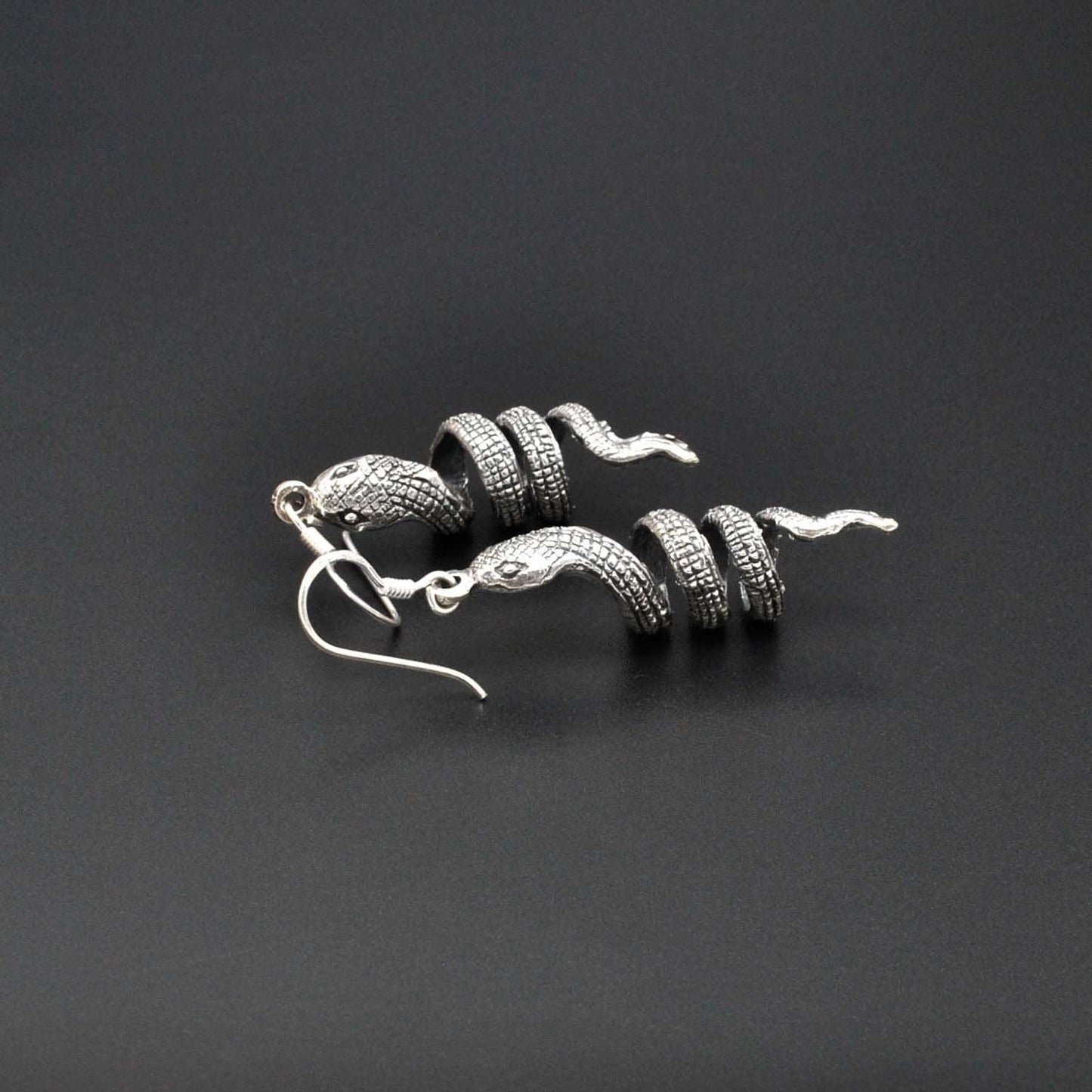Snake Silver Dangle Earring Oxidized Jewelry - Kanika Creations