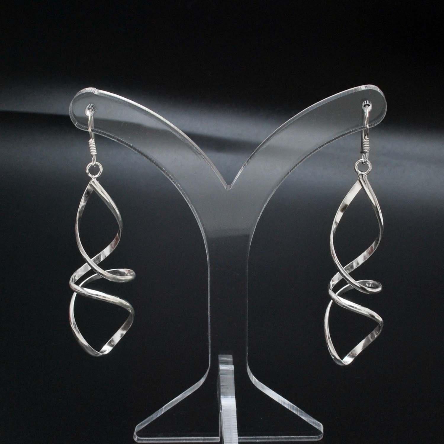 Silver Spiral Drop Dangle Earring - Kanika Creations