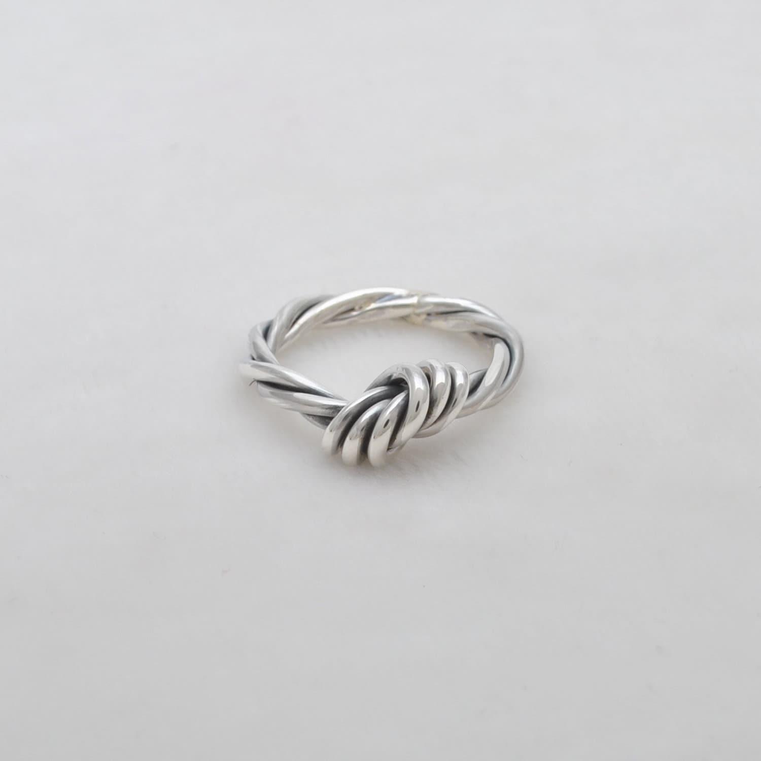 Sterling Silver Knot Ring Size 6.5 Twisted Rope Band - Kanika Creations