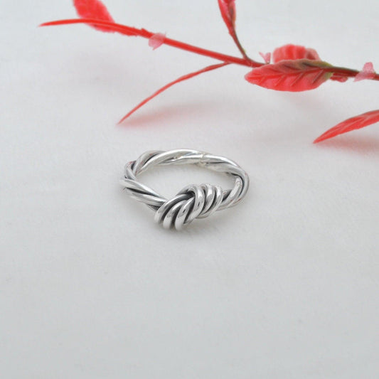 Sterling Silver Knot Ring Size 6.5 Twisted Rope Band - Kanika Creations