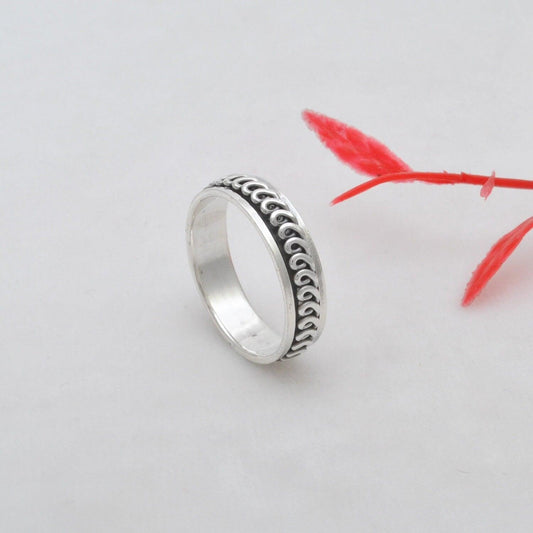 925 Sterling Silver Fidget Spinner Band Ring 13 US - Kanika Creations