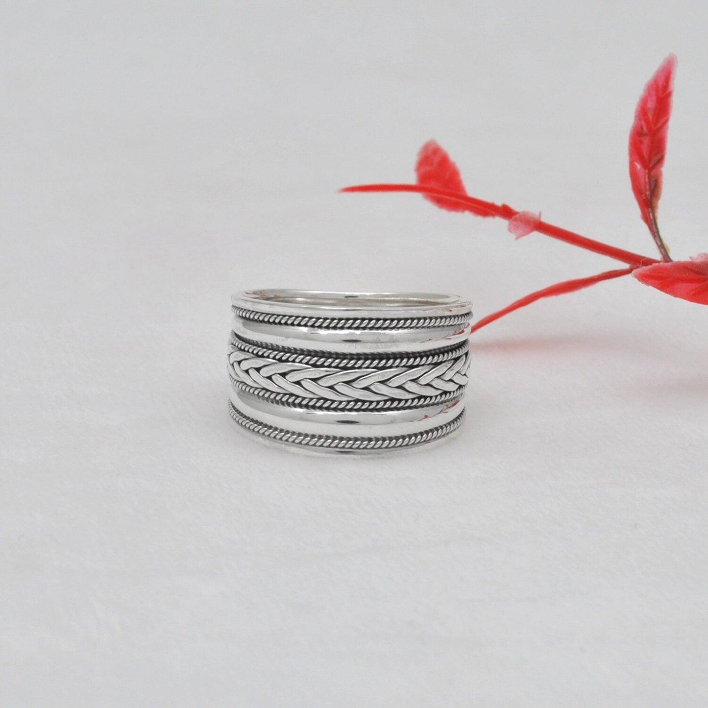 Wide Band Sterling Silver Thumb Ring Size 13 - Kanika Creations