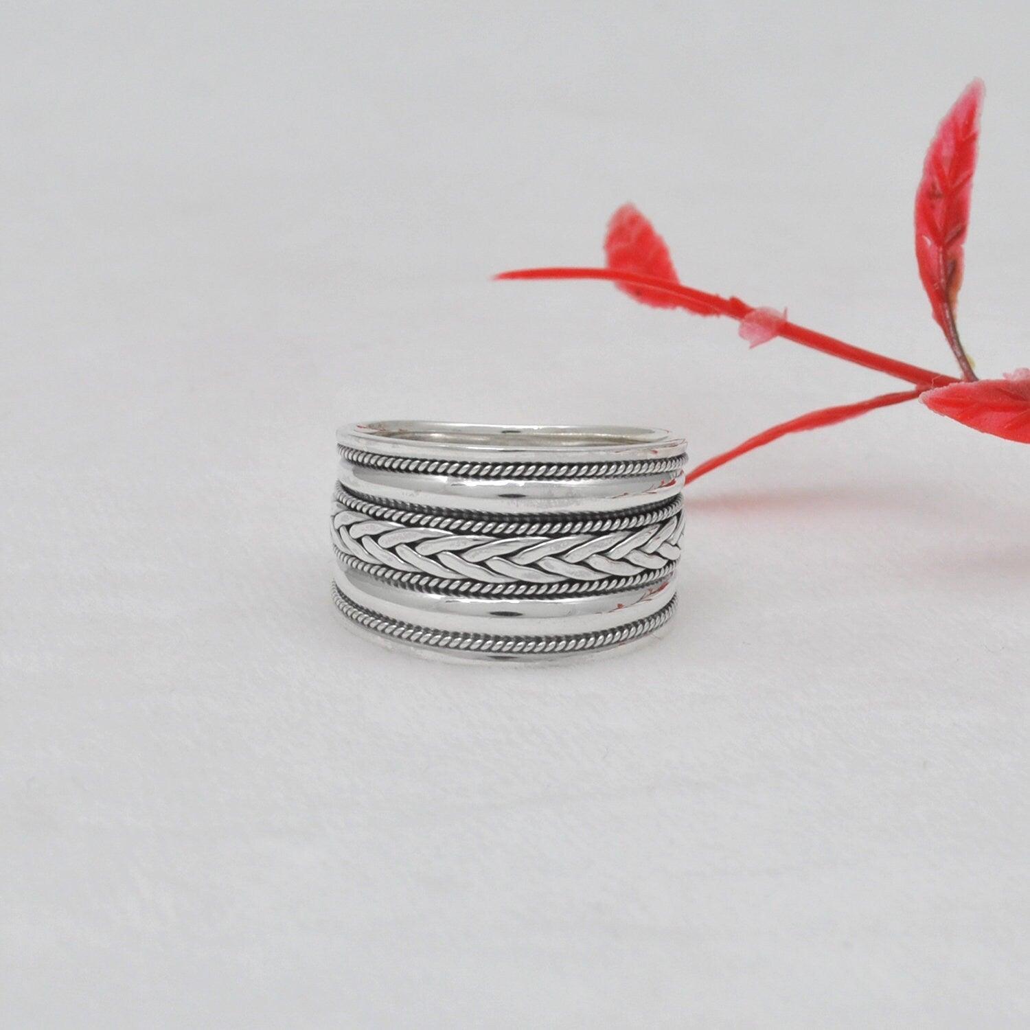Wide Band Sterling Silver Thumb Ring Size 13 - Kanika Creations