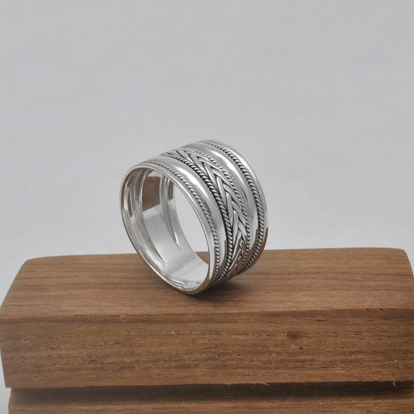 Wide Band Sterling Silver Thumb Ring Size 13 - Kanika Creations