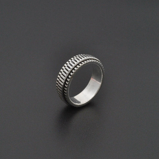 Tibetan Silver Spinner Ring Size 6 - Kanika Creations