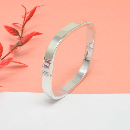 925 Sterling Silver Wide Hinged Square Bracelet 8mm 9mm - Kanika Creations
